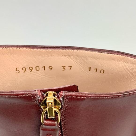 NIB GUCCI Red Burgundy Rosie Strap GG Logo Size 37 Bootie Boots - Picture 12 of 13
